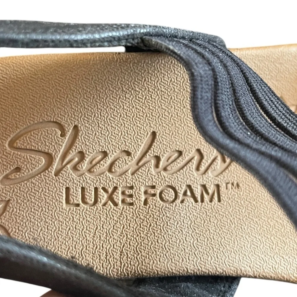 Skechers Luxe Foam Brie Lo'Profile Cork Sandal‎ Stretch Strappy Comfort Women 10